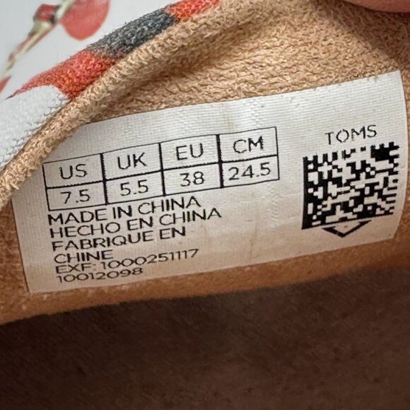 TOMS Sandals Womens 8 Monica Poppy Casual Slingback Wedge Red Floral 10013451 - Picture 3 of 8